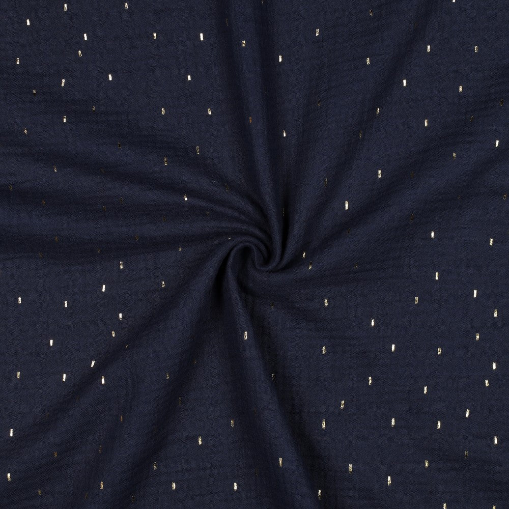Musselin Dunkelblau Gold